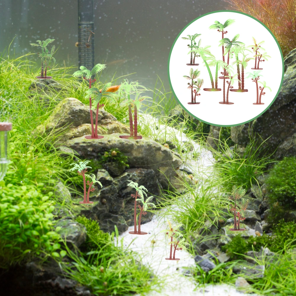 40Pcs Aquarium Plants Plastic Coconut Tree Aquarium Fish Tank Artificial Coconut Tree Plant Ornament