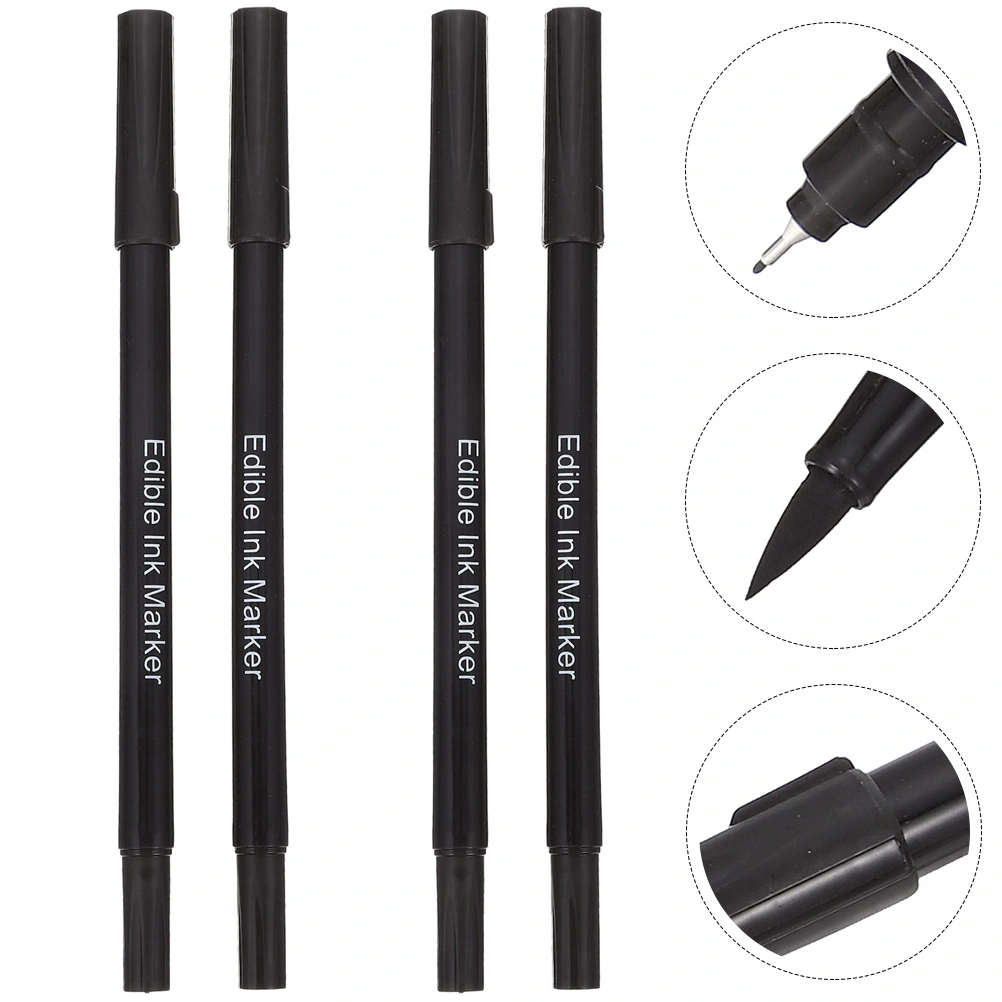 4pcs Edible Markers Double-tips Food Coloring Markers Professional Edible Pens Kitchen Coloring Pens