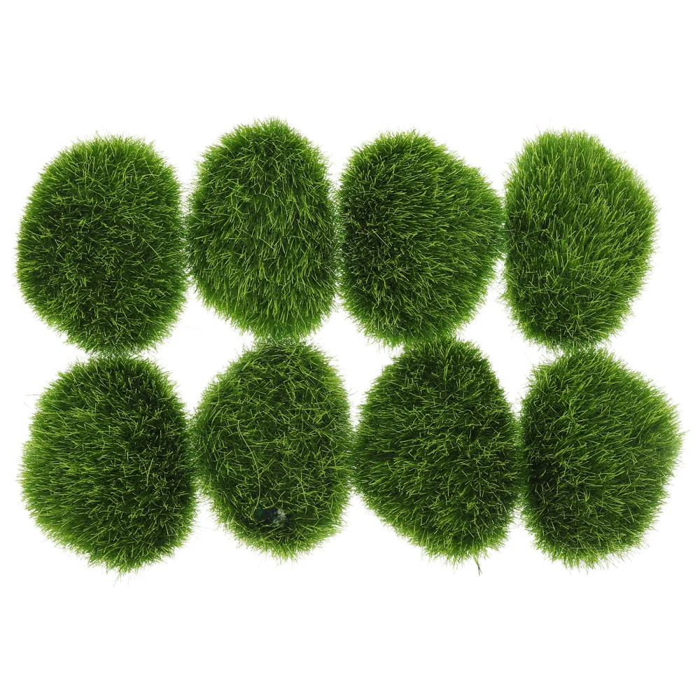 8pcs Fake Moss Ornaments Artificial Moss Stones Decorative Faux Moss Micro-landscape Ornaments