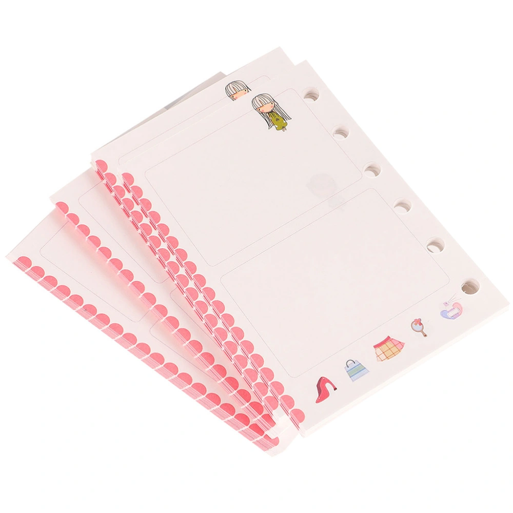 4 Books of Loose-leaf Notepad Refills 6-holes Notebook Refills Notepad Paper Replacement Refills