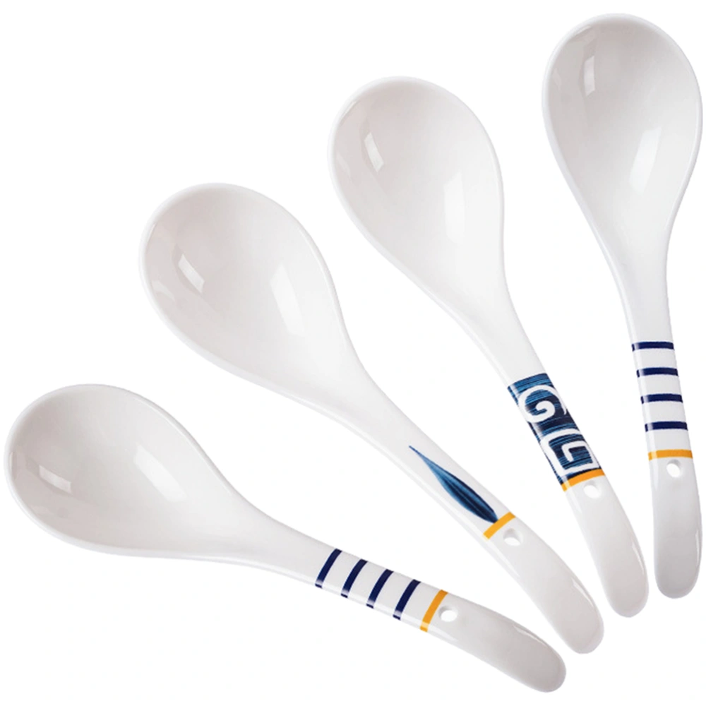 4pcs Ceramic Soup Spoon Large Ceramic Spoon Home Large Soup Spoon Restaurant Spoon Tableware