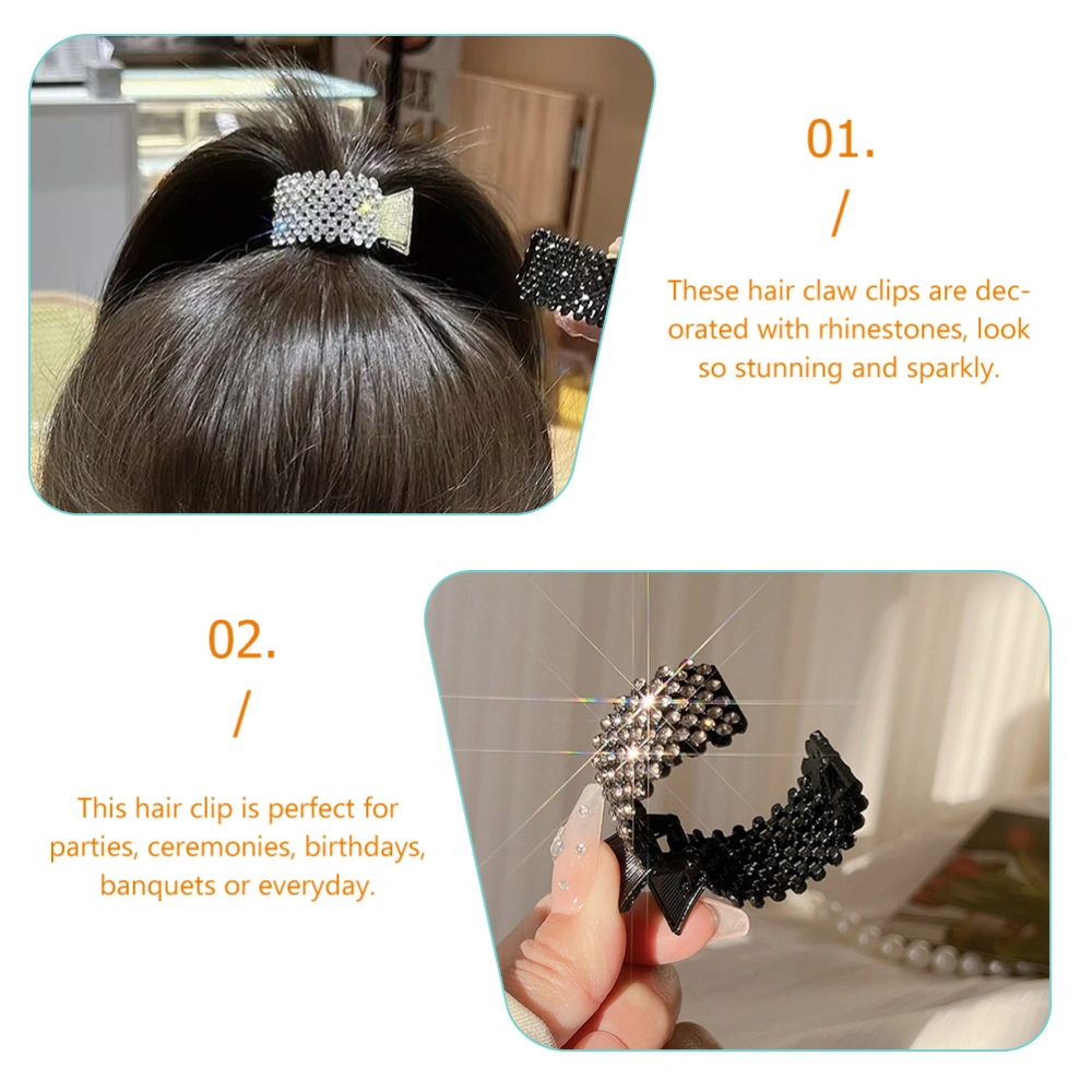 6Pcs Rhinestone Hair Claw Clip High Ponytail Holder for Women Thick Long Hair