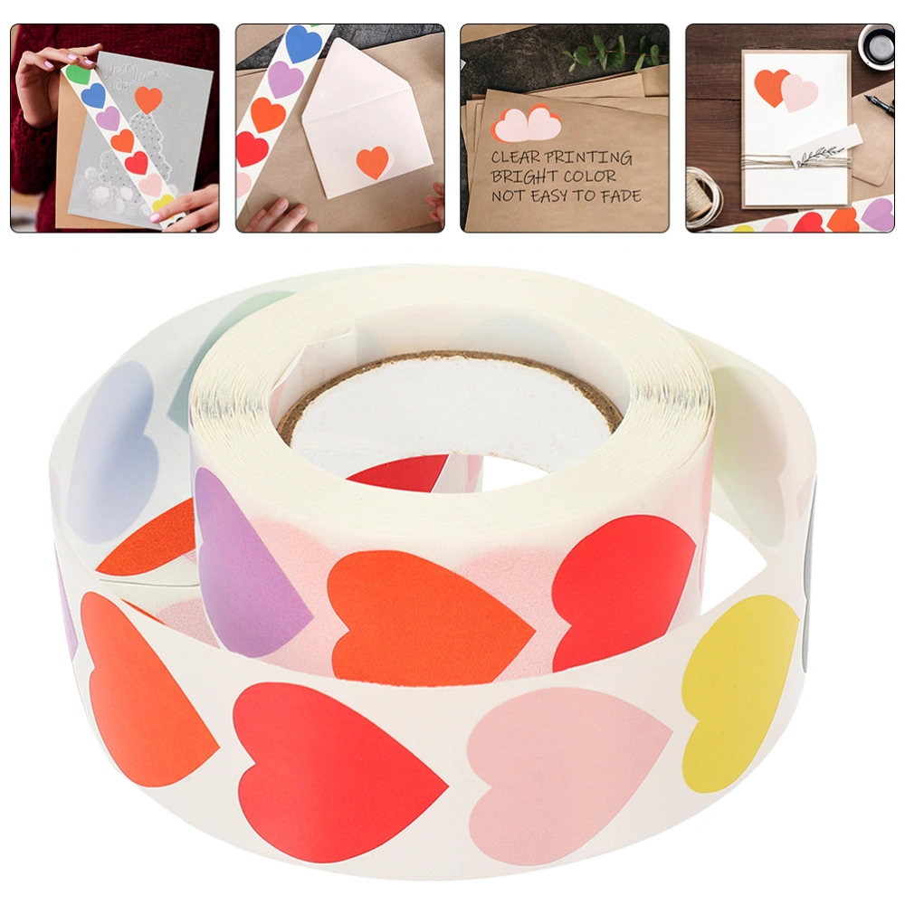 5 Rolls of Blank Heart Stickers Gift Sealing Sticker Heart Sticker Roll Heart Label Stickers