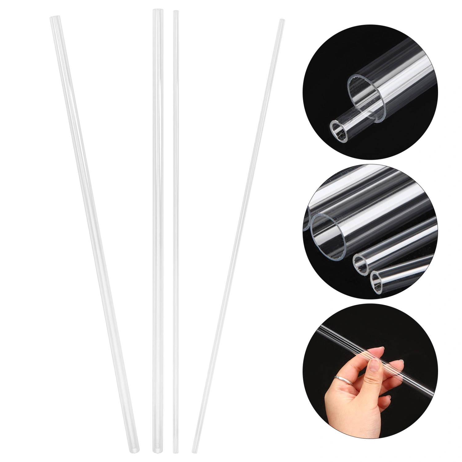 4pcs Clear Pipes Round Tubes Transparent Tubing Hard Unbreakable Craft Tubes