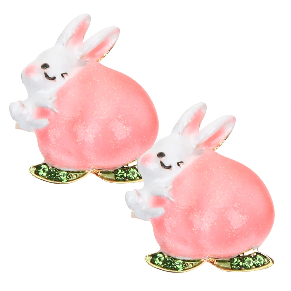 2pcs Easter Brooches Alloy Cartoon Bunny Corsage Delicate Dress Accessory