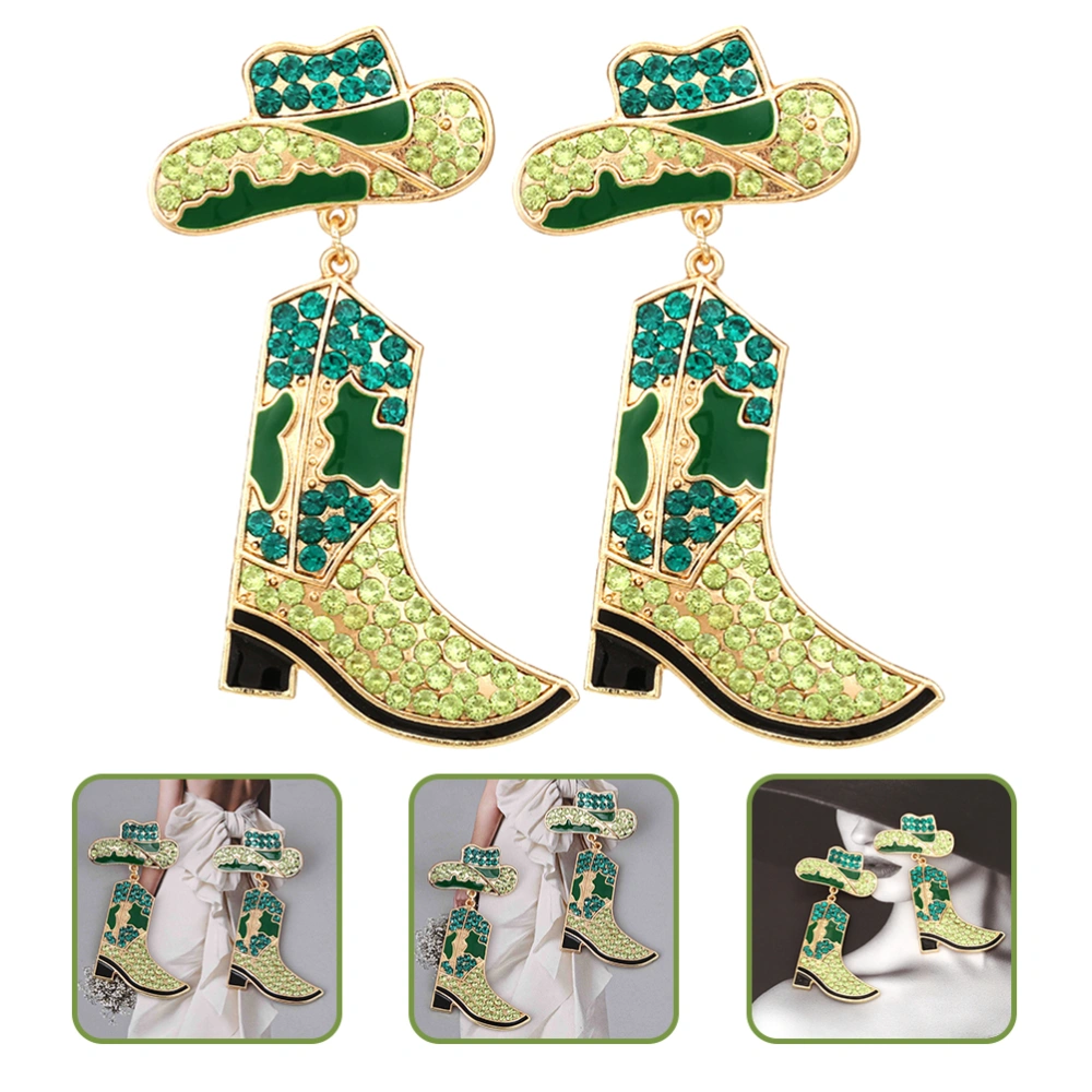 1 Pair Cowgirl Earrings Boot Earrings Dangle Drop Earrings Rhinestone Earrings