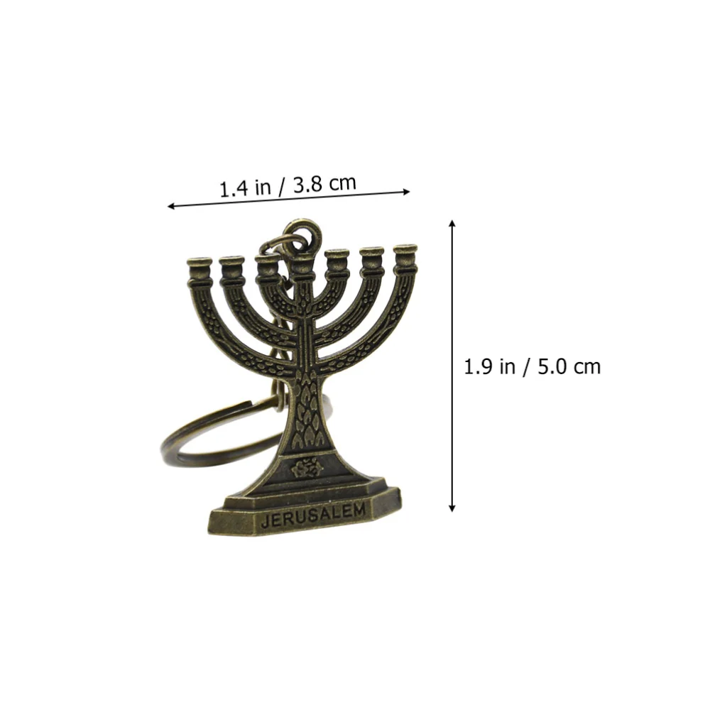 4Pcs Hanukkah Keychain Candle Holder Design Key Ring Bag Purse Hanging Pendant Ornament