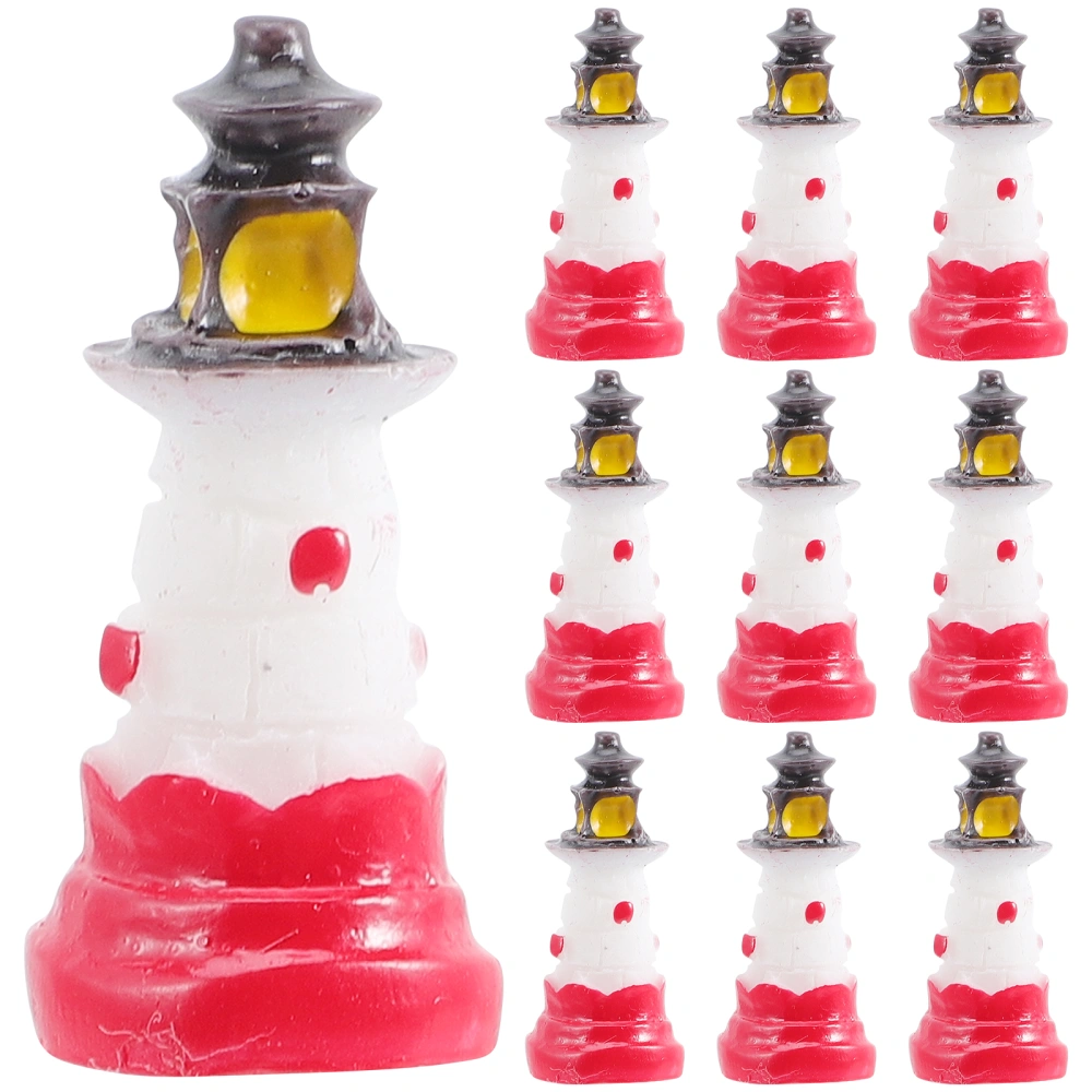 12pcs Mini Simulation Lighthouse Decor Decorative Micro Landscape Lighthouse Model