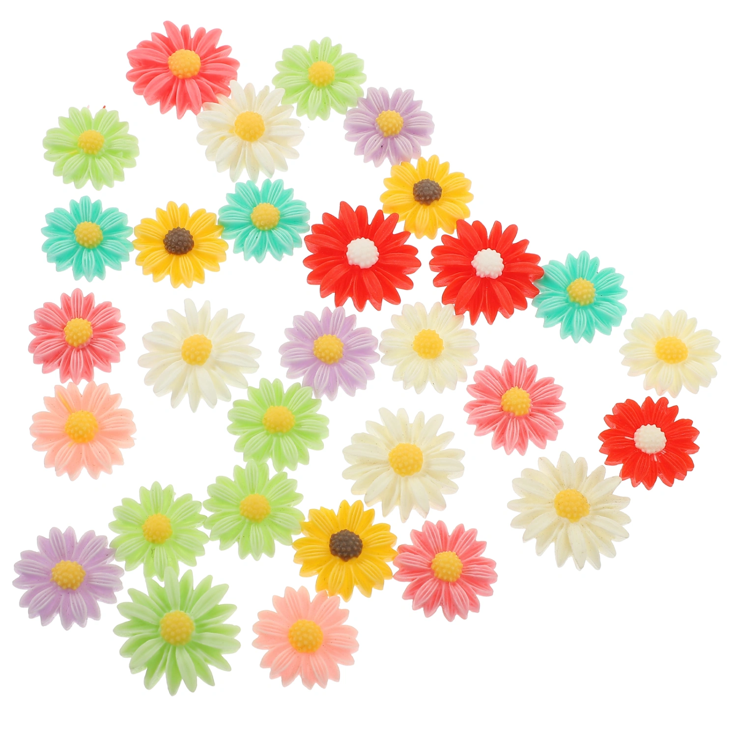 30pcs Cartoon Daisy Flower Charms Decorative Resin Charms Phone Case DIY Ornaments