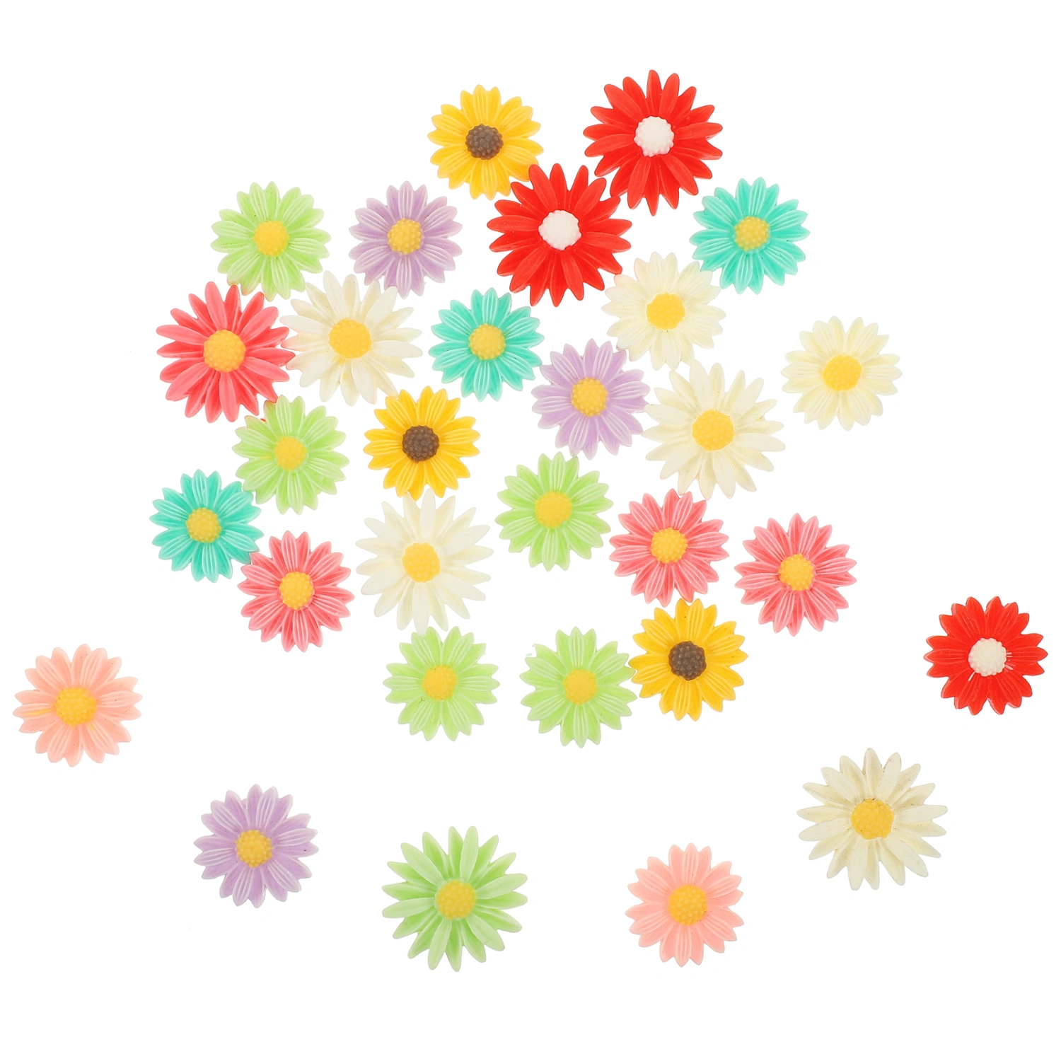 30pcs Cartoon Daisy Flower Charms Decorative Resin Charms Phone Case DIY Ornaments
