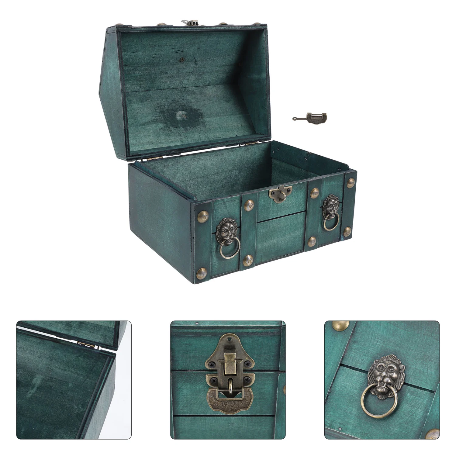 Wooden Storage Box Jewelry Storing Storage Organizer with Lock for Home Office Room Decoration