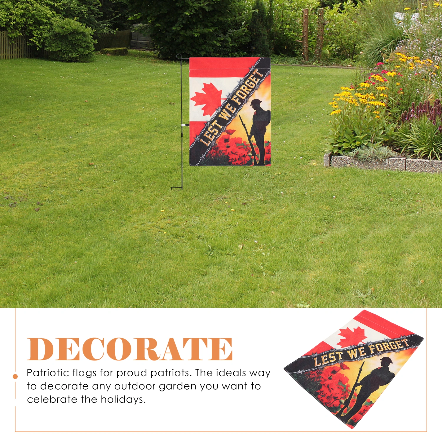 2pcs Patriotic Garden Flag Veterans Memorial Day Garden Flag Garden Yard Banner Flag