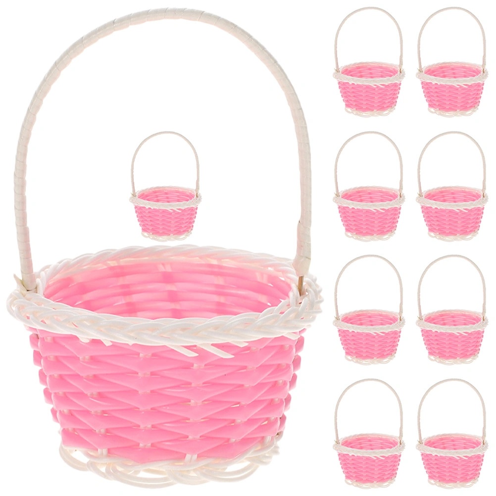 10pcs Portable Basket Mini Picnic Baskets Party Favor Mini Woven Baskets