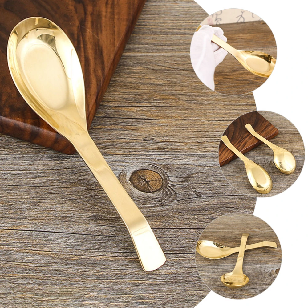 Household Deepen Brass Spoon Practical Large Soup Spoon Thicken Handle Soup Spoon