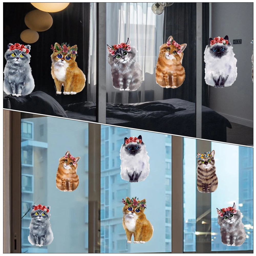 6pcs Home Window Clings Anti-Collision Window Clings Cat Design Window Decals