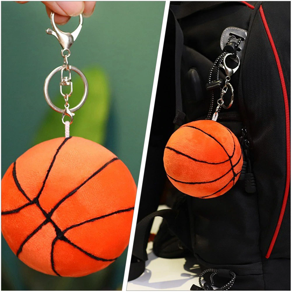 Fluffy Stuffed Basketball Keychain Plush Basketball Keychain Decor Basketball Keychain