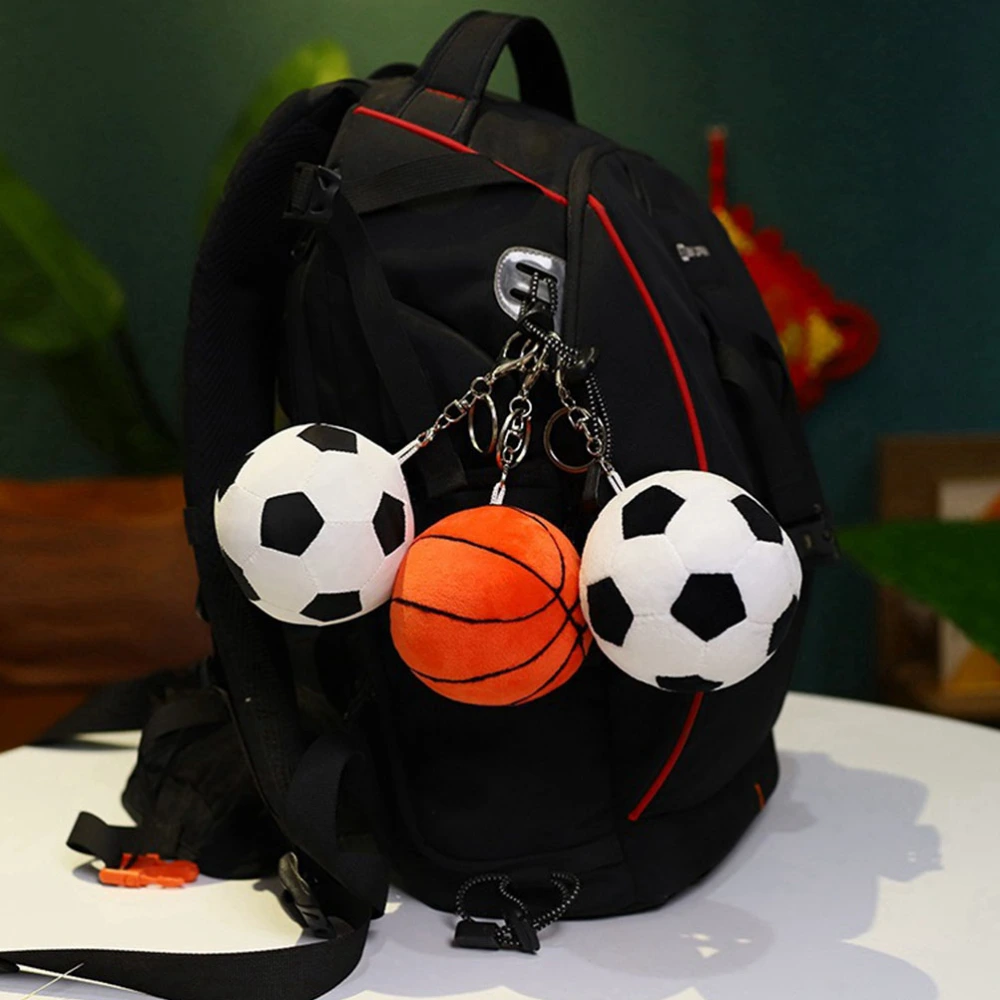 Fluffy Stuffed Basketball Keychain Plush Basketball Keychain Decor Basketball Keychain