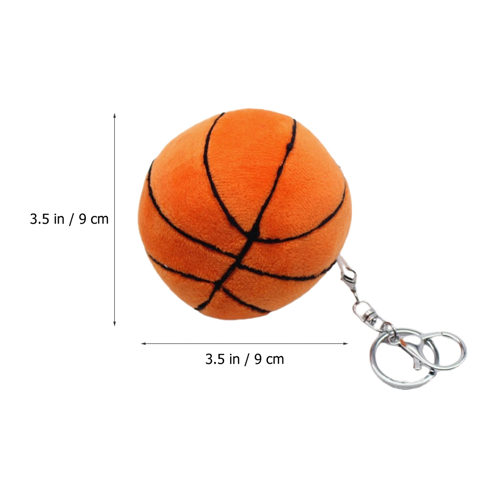 Fluffy Stuffed Basketball Keychain Plush Basketball Keychain Decor Basketball Keychain