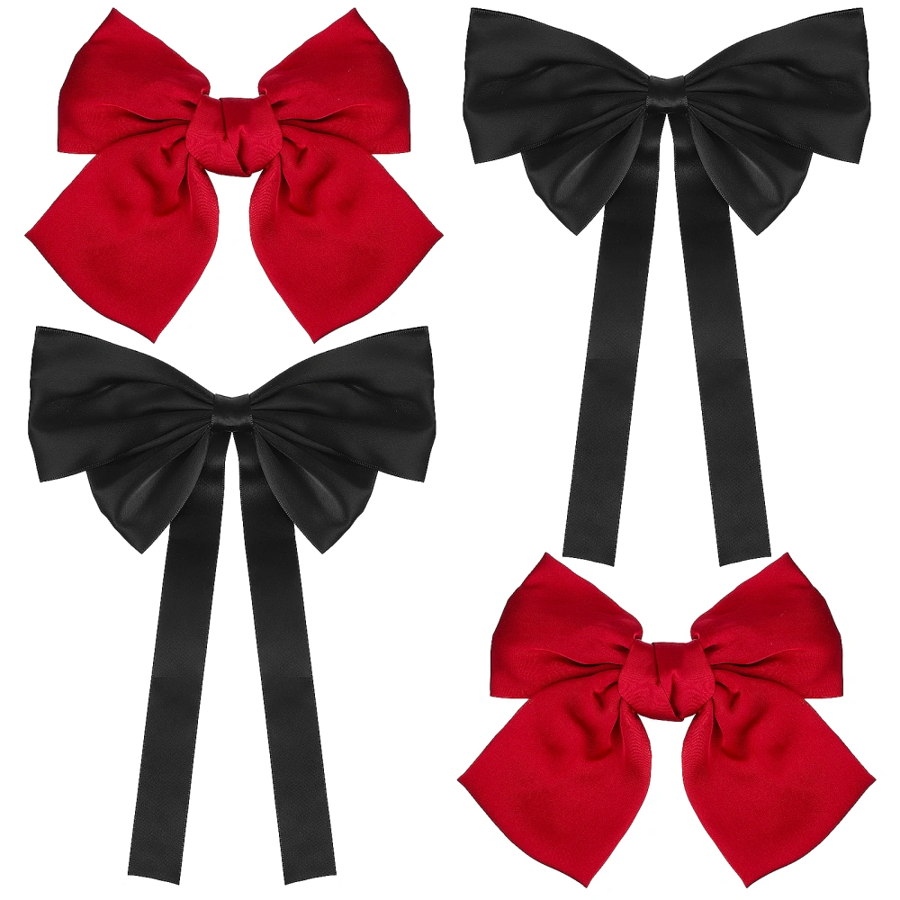 4 Pcs Hair Bow Clips Large Bowknot Hair Clips Hair Barrettes Beautiful Hair Bow Clips Long Tail Headpieces for Women Girls