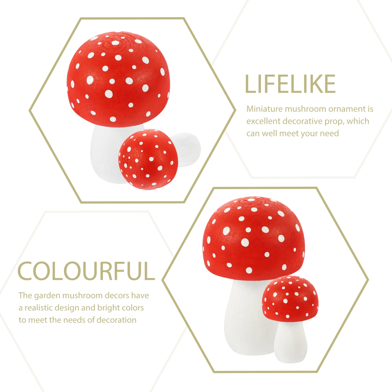 2pcs Wooden Mushroom Crafts Wood Mushroom Statue Farmhouse Mushroom Ornament