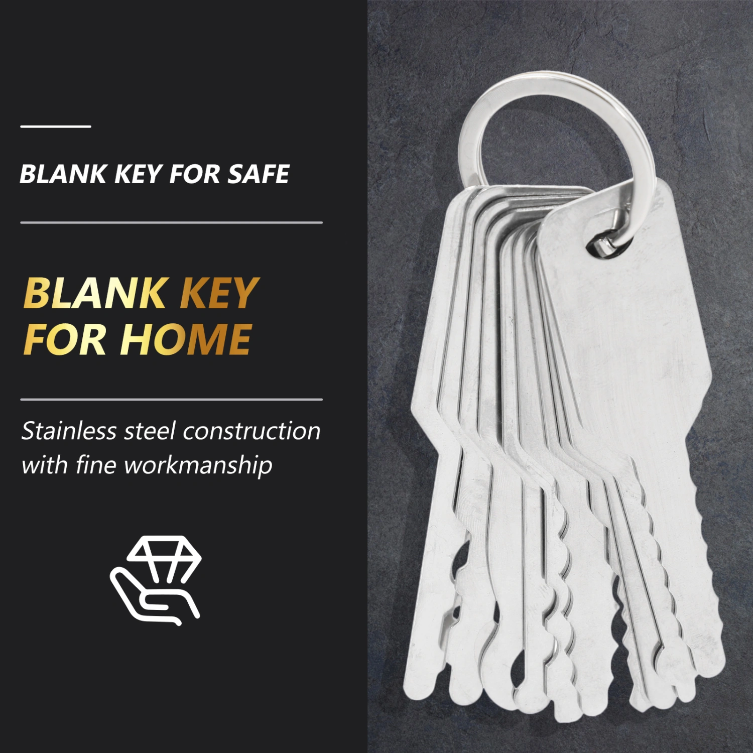 10pcs Key Tool Key Blank Keys Professional Key Blanks Stainless Steel Structures Keys