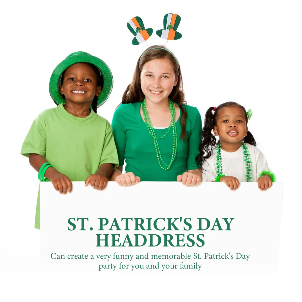 2pcs St. Patrick's Day Hat Headbands Irish Shamrock Hat Headbands St. Patrick's Day Ornaments