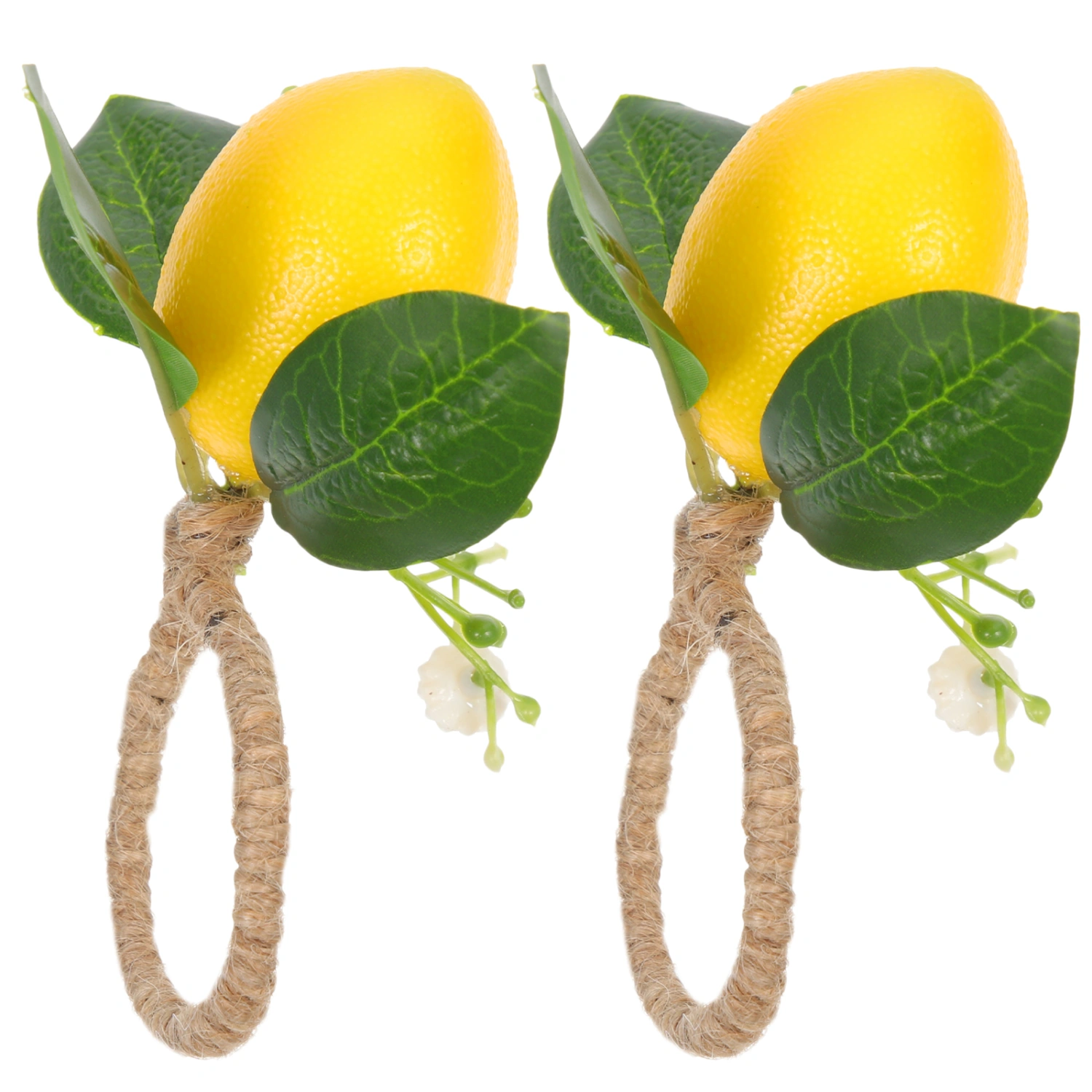 2Pcs Lemon Napkin Rings Decorative Artificial Lemon Napkin Holder Rings for Wedding Banquet