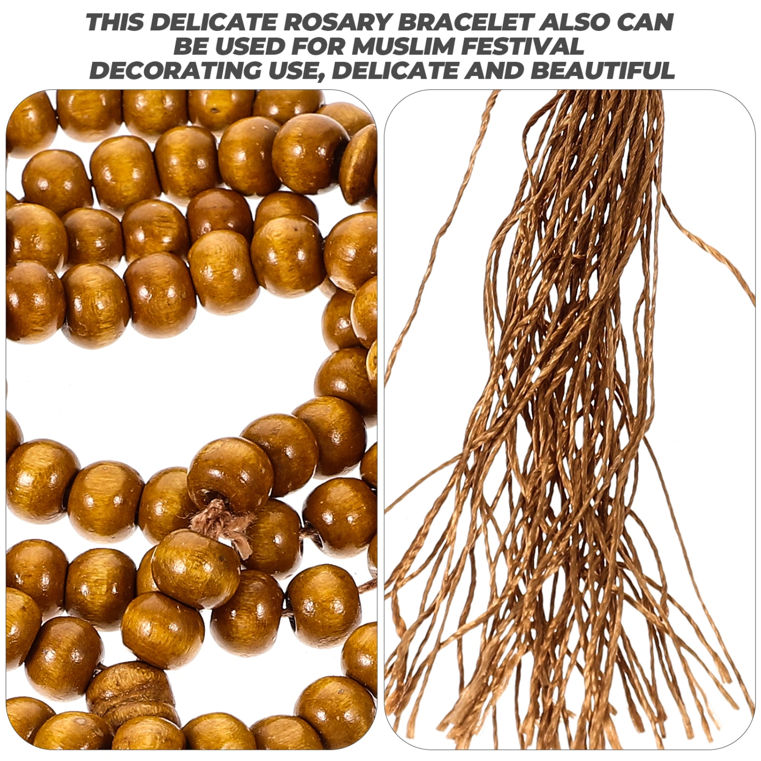 4Pcs Muslim Prayer Beads Handheld Prayer Beads Wood Prayer Beads with Tassels Decorative Rosary Beads