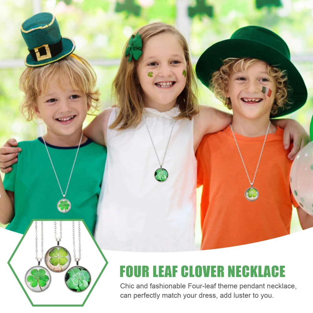 3pcs Delicate Sweater Chains Charming Neck Jewelries Four-leaf Clover Necklaces