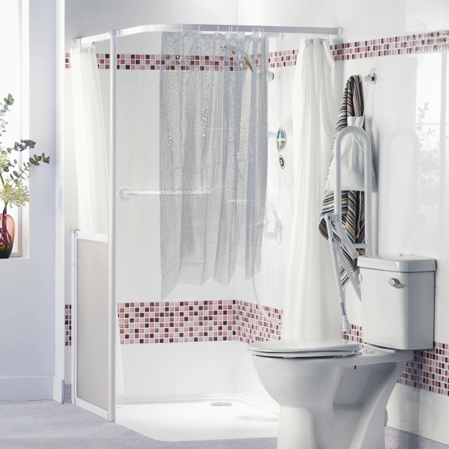 Shower Curtain Waterproof Translucent Bathroom Curtain Thickened Bath Shower Curtain