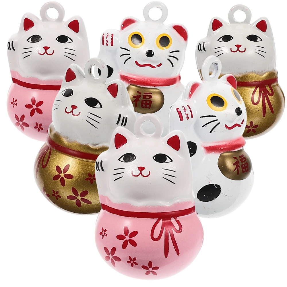 6pcs Fortune Cat Charms Japanese Luck Cat Charm Pendant Keychain Charm Ornament