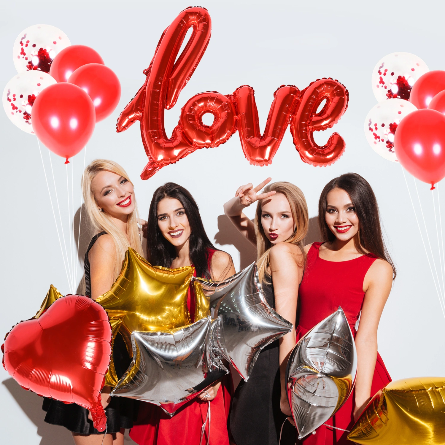 1 Set Decorative Balloons Valentine Party Aluminum Foil Balloons Wedding Balloons