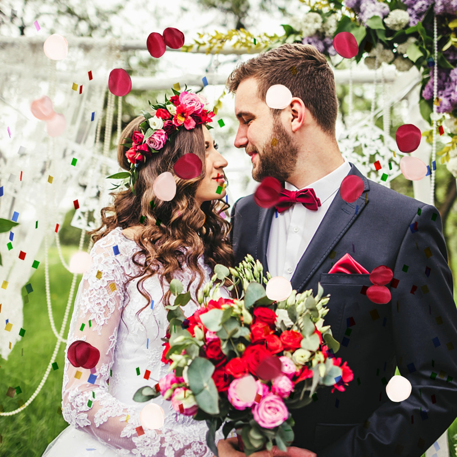 400pcs Rose Petals Wedding Artificial Flower Petals Flower Girl Basket Petals DIY Decorative Petals