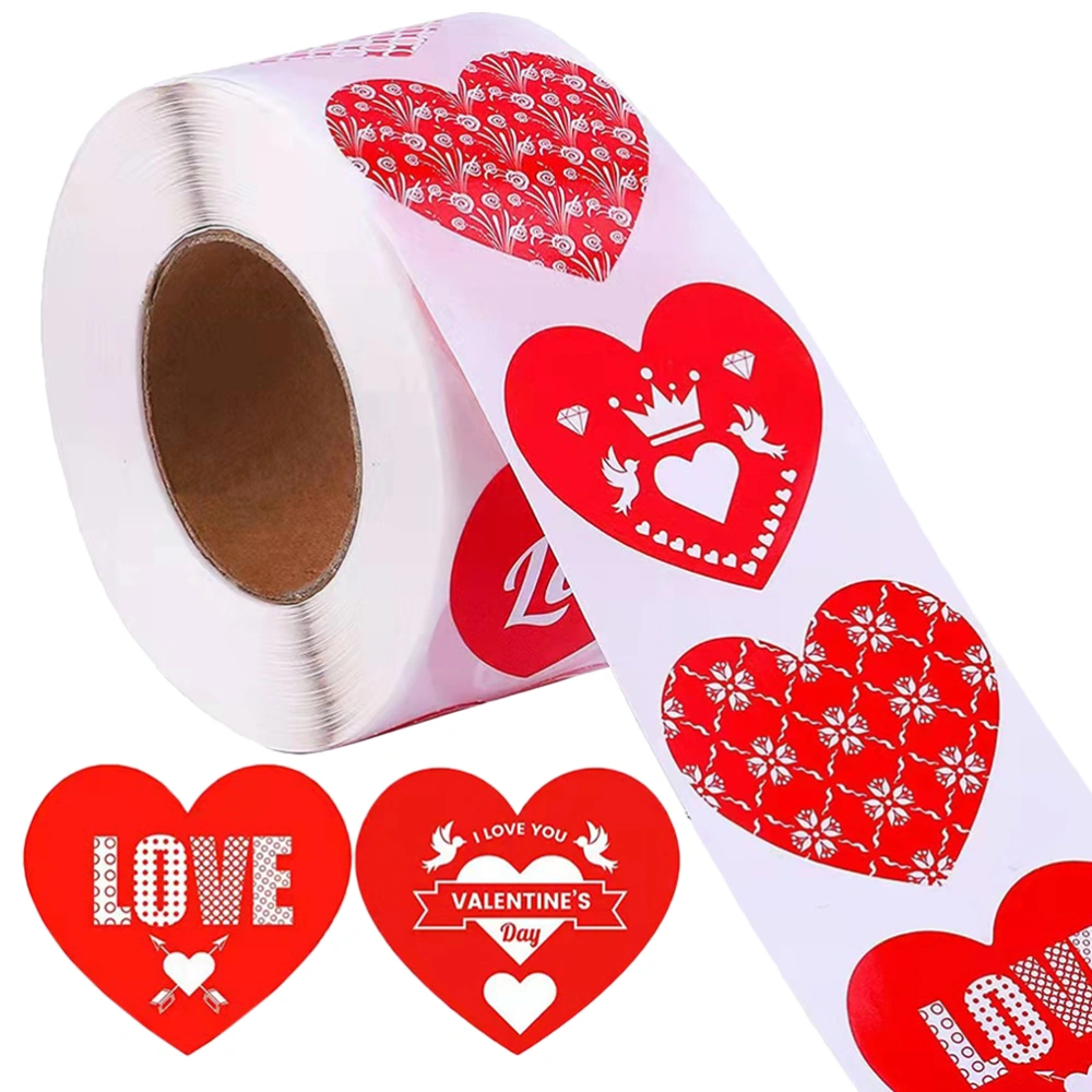 1 Roll Heart Stickers Valentine's Day Stickers Gift Envelopes Sealing Labels Sticker