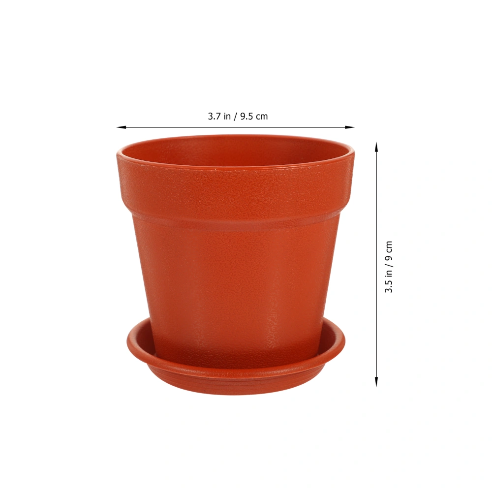 10 Sets of Simulated Pottery Flowerpot Seedlings Plant Nursery Pot With Saucer Plastic Bonsai Planter