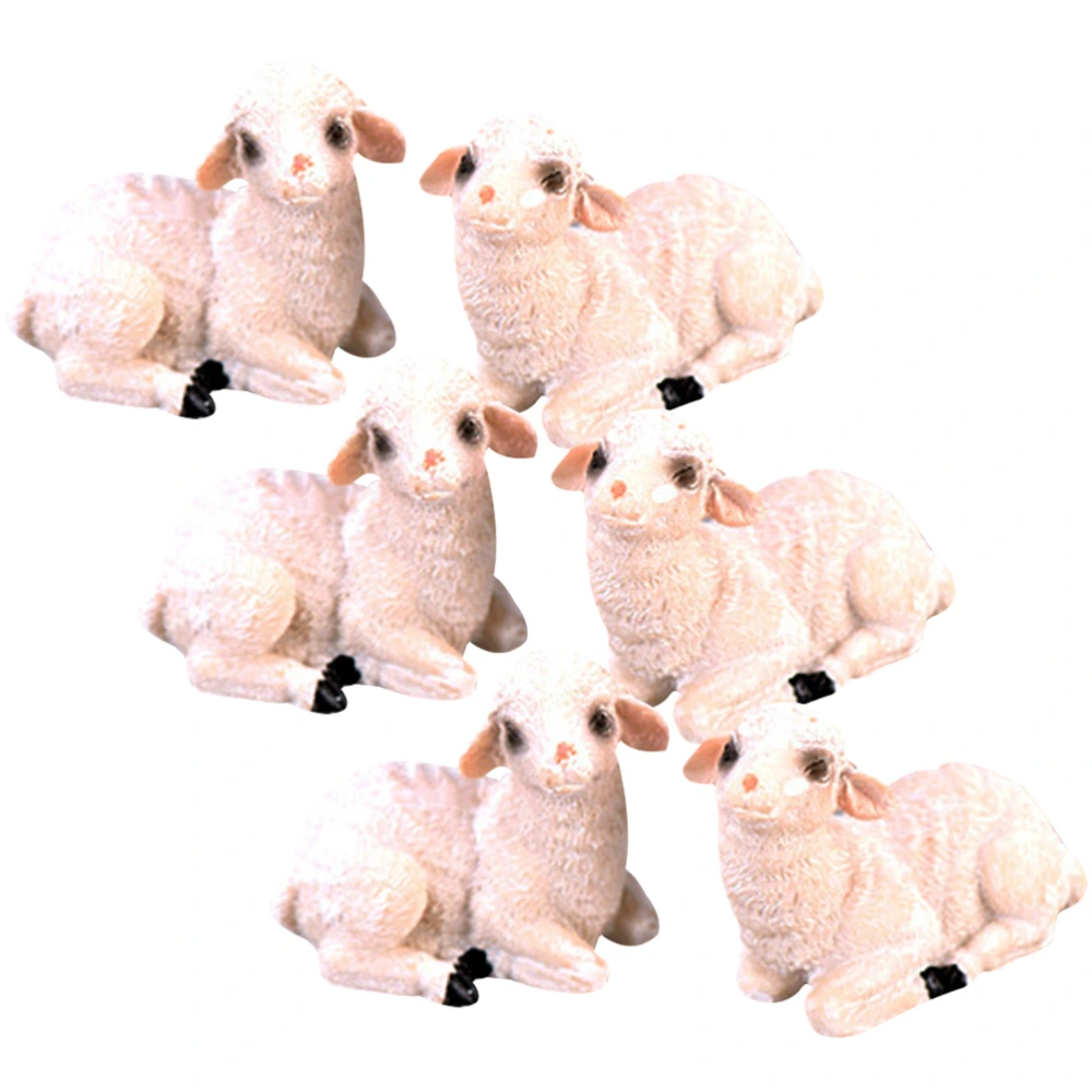 6pcs Micro Landscape Sheep Ornaments Simulation Sheep Adornment Resin Sheep Crafts Random Style