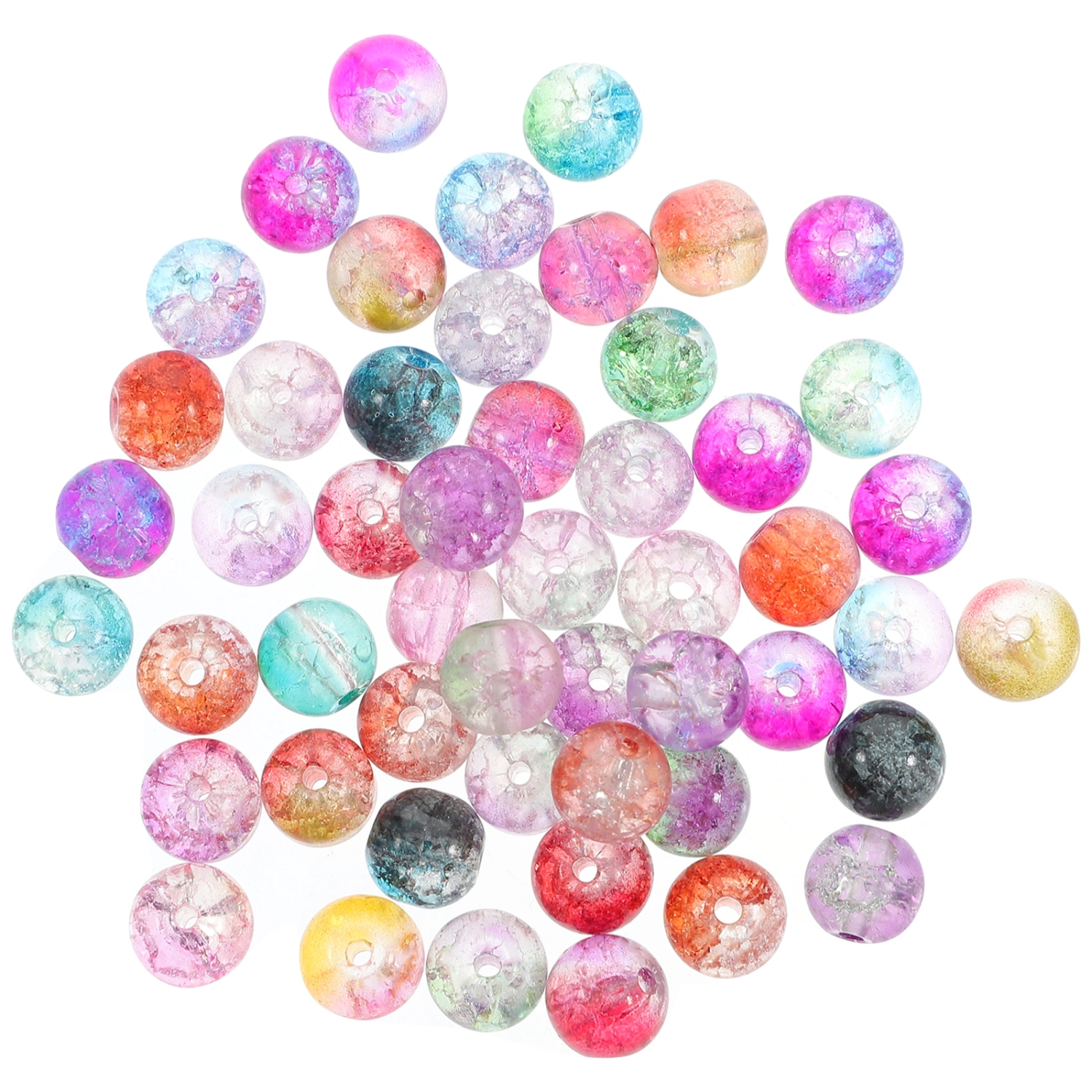 150pcs Glass Round Beads crack Pattern Crafts Loose Beads Spacer Beads