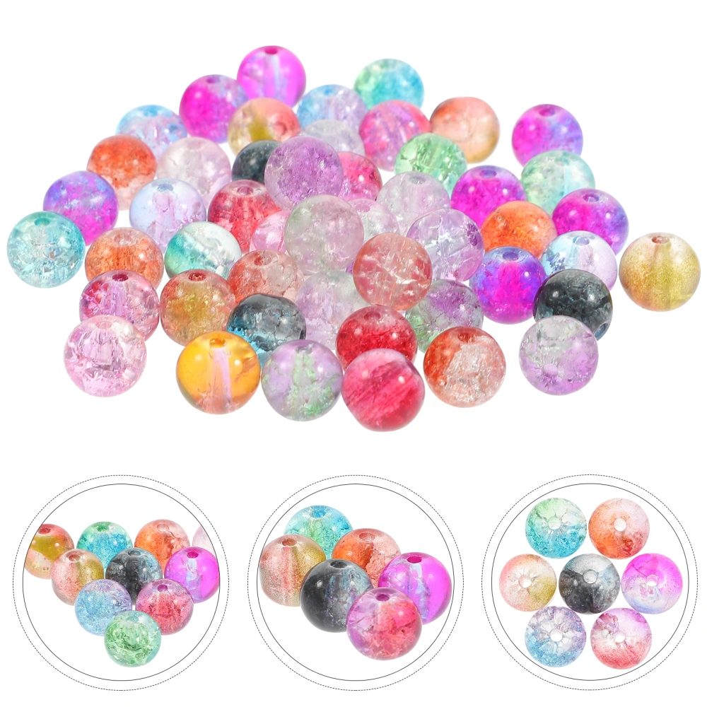 150pcs Glass Round Beads crack Pattern Crafts Loose Beads Spacer Beads