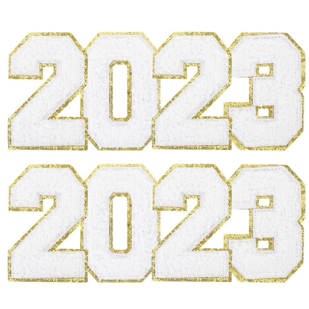 2 Sets Number Embroidered Patches 2023 Applique Clothes Dress Sewing Patches