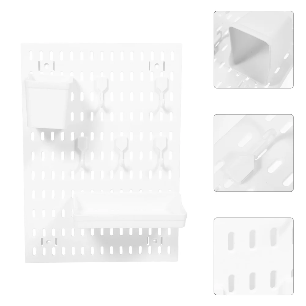 1 Set of Pegboard Shelf Hanging Pegboard Rack Door Back Storage Holder Wall Pegboard Organizer