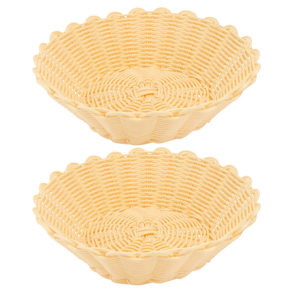 2Pcs Bread Basket Fruit Baskets Woven Bread Basket Bread Serving Basket