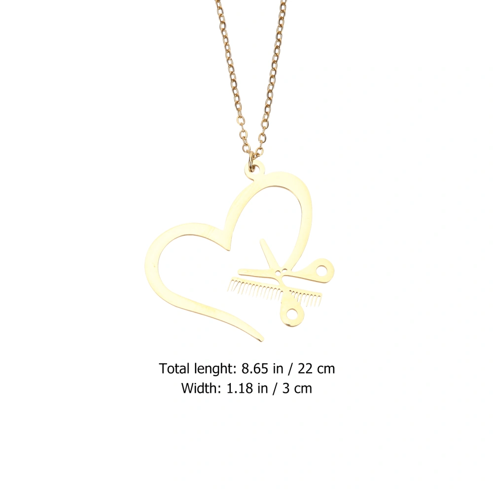 Heart Necklace Women Scissor Necklace Comb Pendant Necklace Hairstylist Jewelry Gift