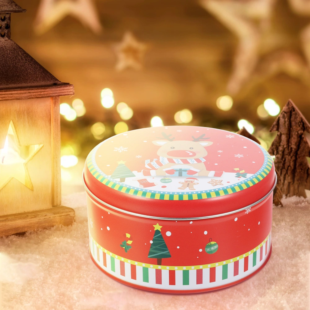 Round Candy Iron Box Storage Organizer Box Christmas Decoration for Home