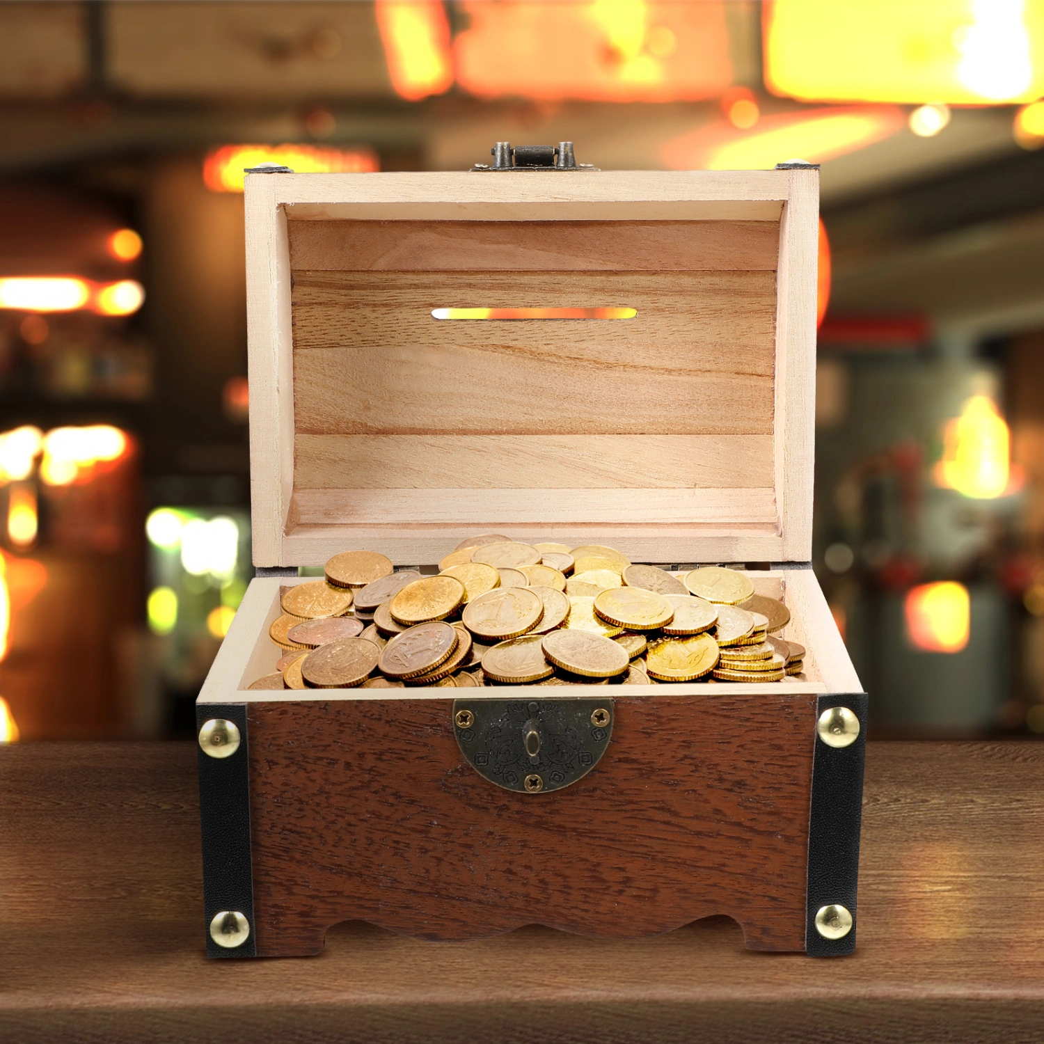 Vintage Treasure Storage Box Piggy Bank Organizer Saving Box Case with Lock