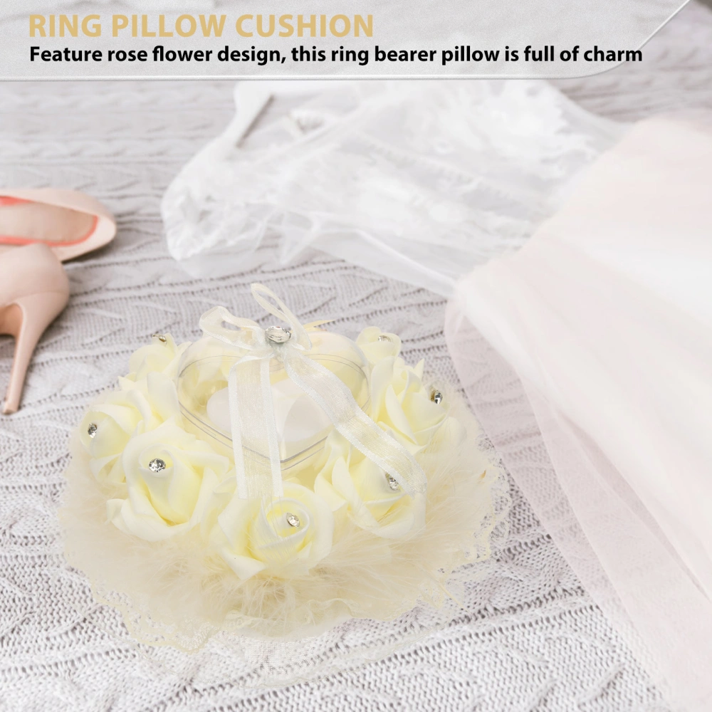 Wedding Ring Bearer Pillow Rose Flower Ring Pillow Wedding Party Decoration