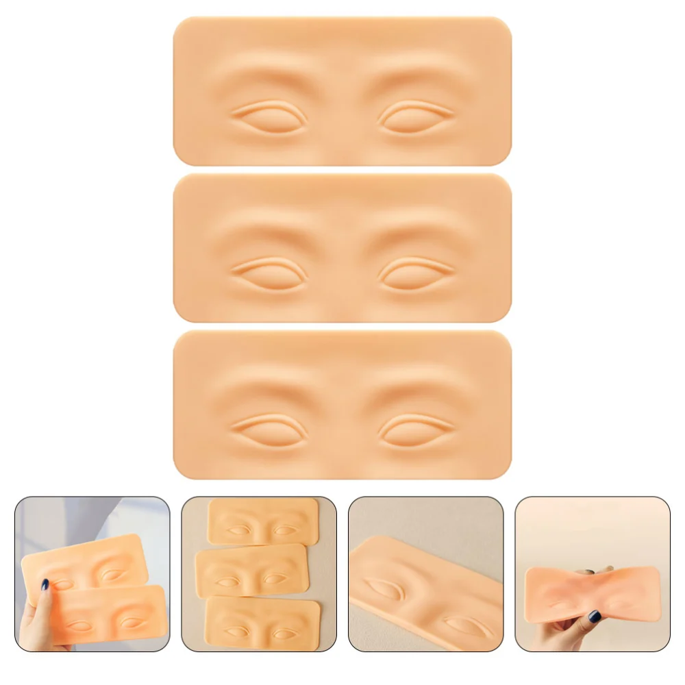 3Pcs Eye Eyebrow Makeup Practice Board 3D Makeup Skin Makeup Practice Skin Silicone Makeup Board