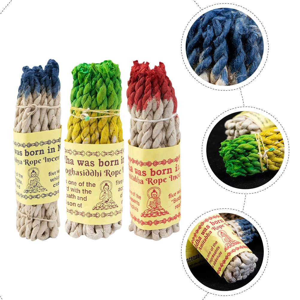 3 Bags Sage Rope Incense Nepalese Traditional Rope Incense for Therapy Meditation