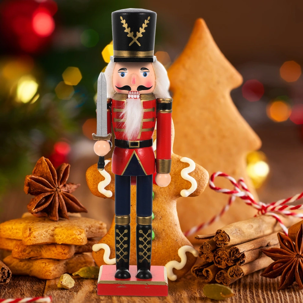 Wooden Nutcracker Figurine Wood Nutcracker Christmas Desktop Decor Garden Decor