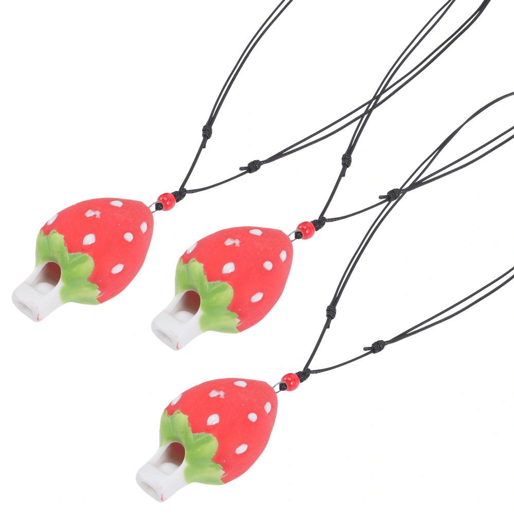 3pcs Ceramic Whistle Necklaces Children Gift Toy Whistles for Kids with Lanyard