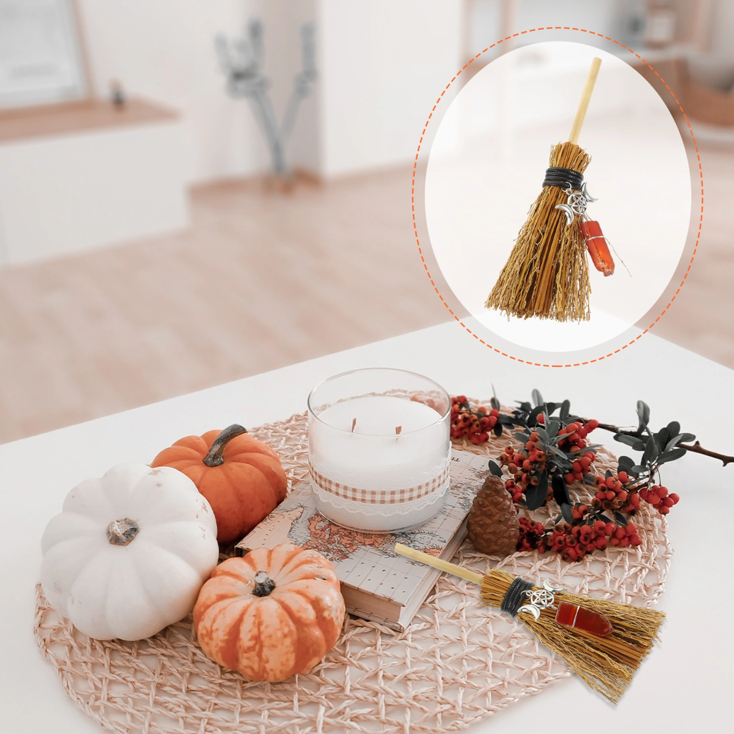 Rustic Hanging Witch Broom Pendant Household Witch Broom Car Hanging Decoration